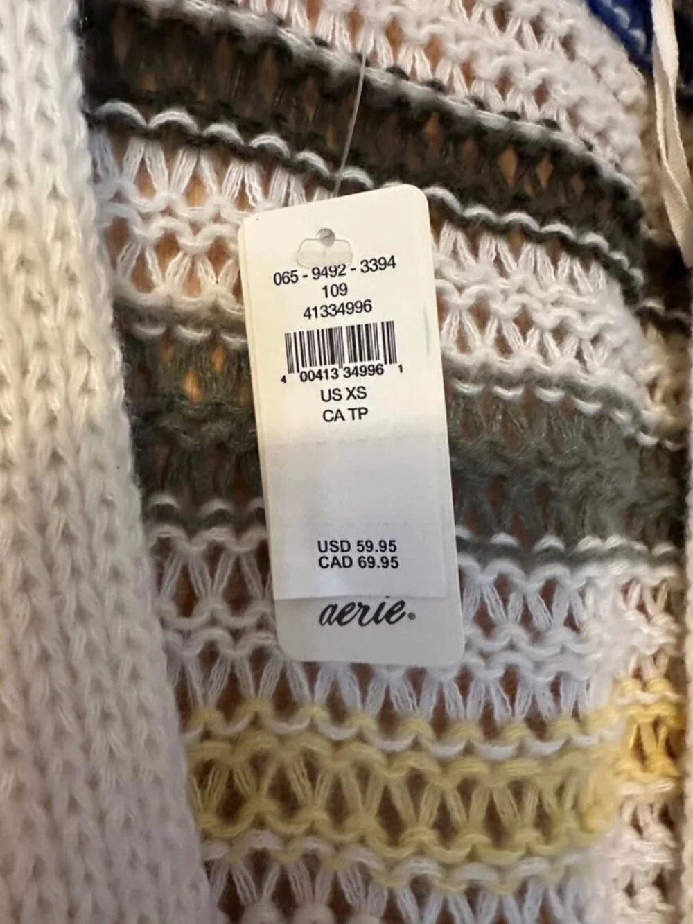 Aerie Open Front Striped Knit Cardigan Size XS NWT